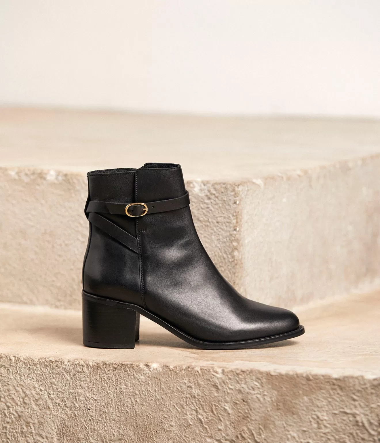 Mellow Yellow Boots& Bottines^Boots Cuir Noir Aimeline