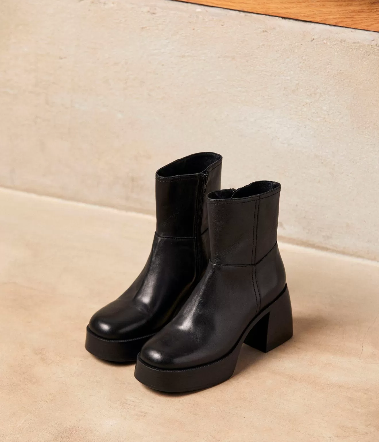 Mellow Yellow Boots& Bottines^Boots Cuir Noir Amela