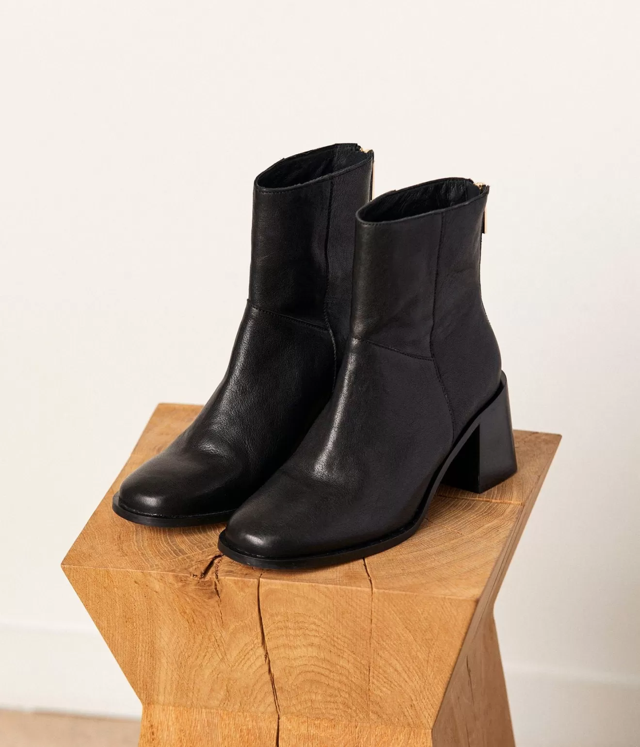 Mellow Yellow Boots& Bottines^Boots Cuir Noir Anyse