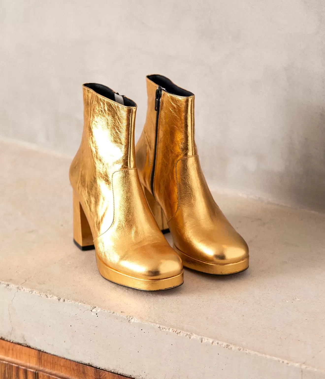 Mellow Yellow Boots& Bottines^Boots Dores Cuir Alissa