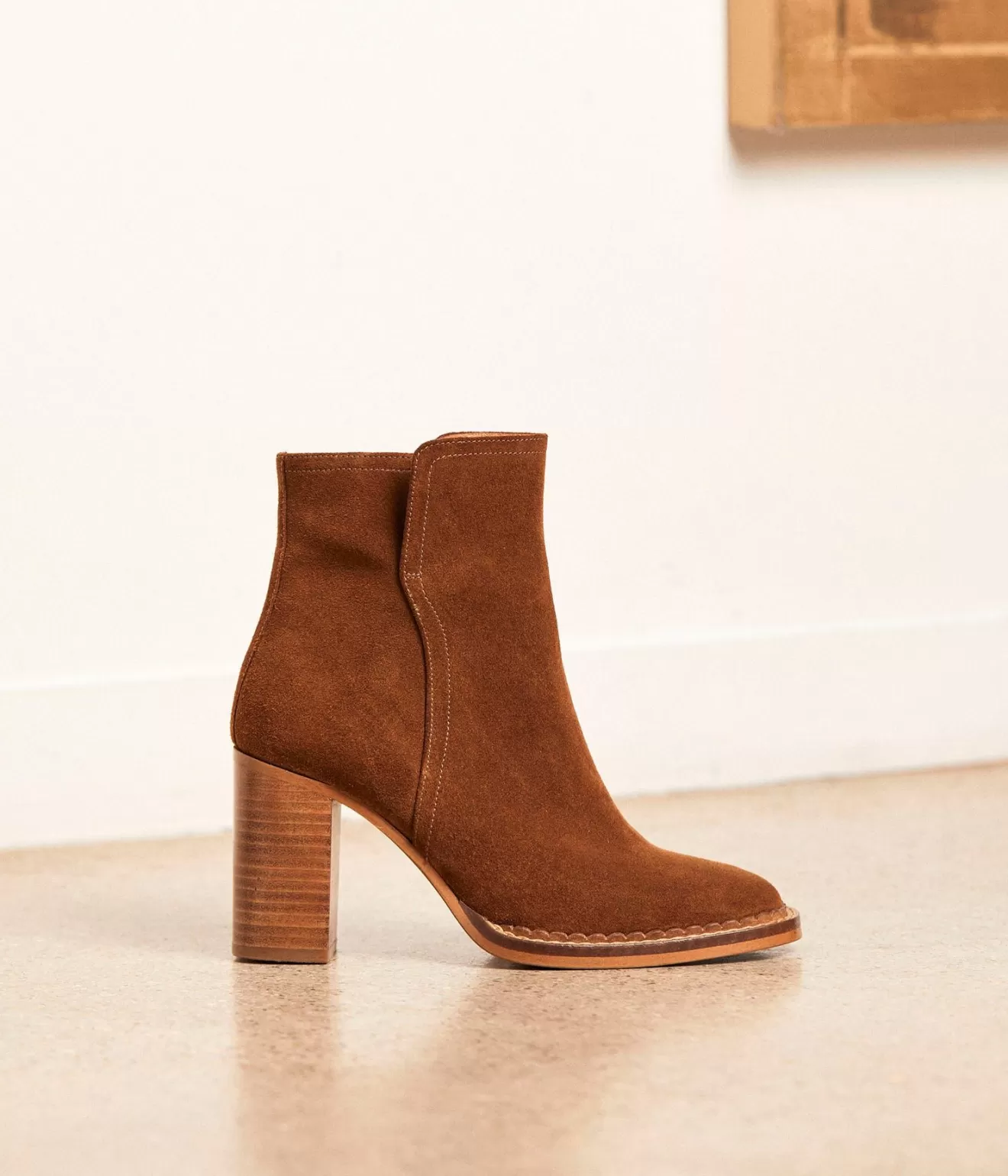 Mellow Yellow Boots& Bottines^Boots Velours Cognac Rebelle