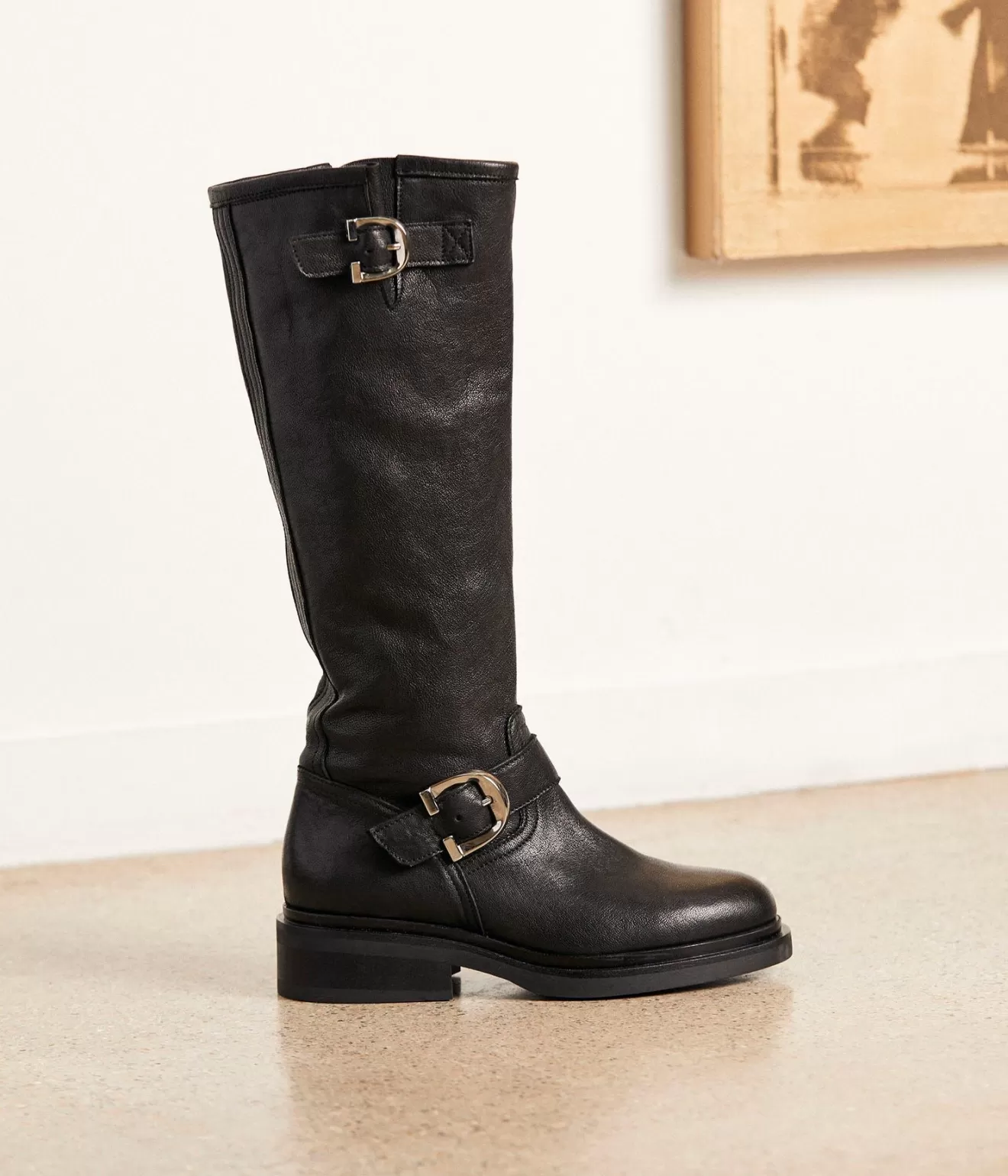 Mellow Yellow Bottes^Bottes Cuir Noir Izia