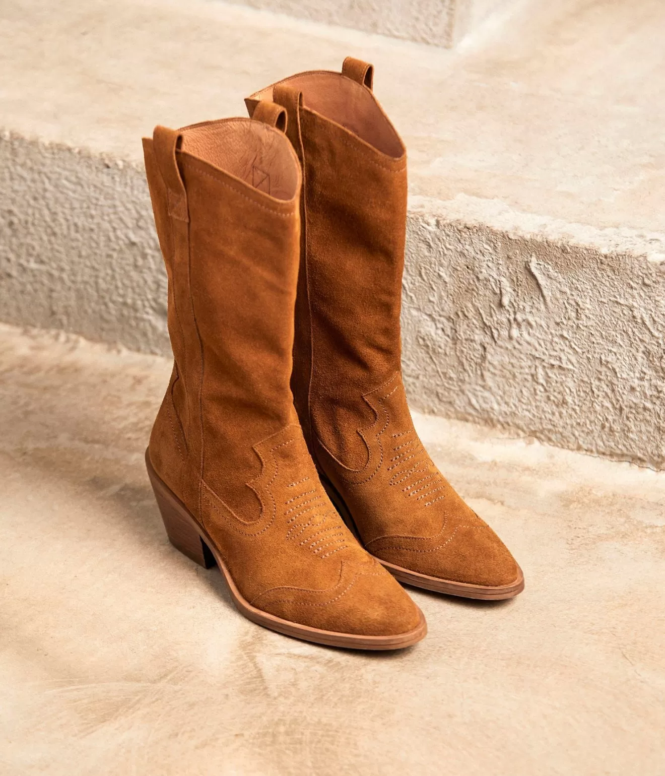 Mellow Yellow Bottes^Bottes Western Camel Canelle